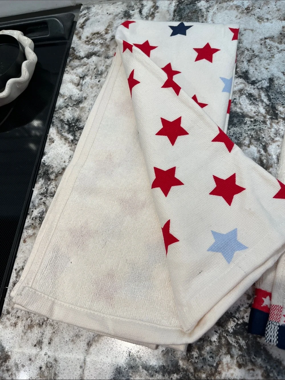 NEW Set of 4 Patriotic Star & Stripe Kitchen Towels - Red, White, Blue